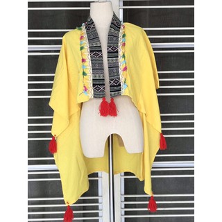 เสื้อคลุมผ้าฝ้ายตกแต่งผ้าทอ งานแฮนด์เมด สีสันสดใส