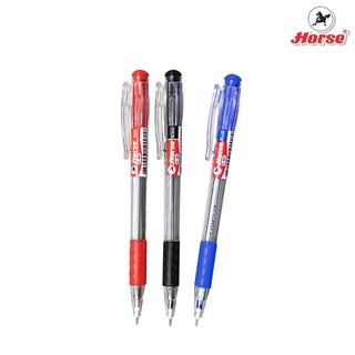 Horse(ตราม้า) ปากกาลูกลื่น กด ตราม้า 0.7 mm. H-801 ด้ามใส มีสีน้ำเงิน/ดำ/แดง จำนวน 1 ด้าม