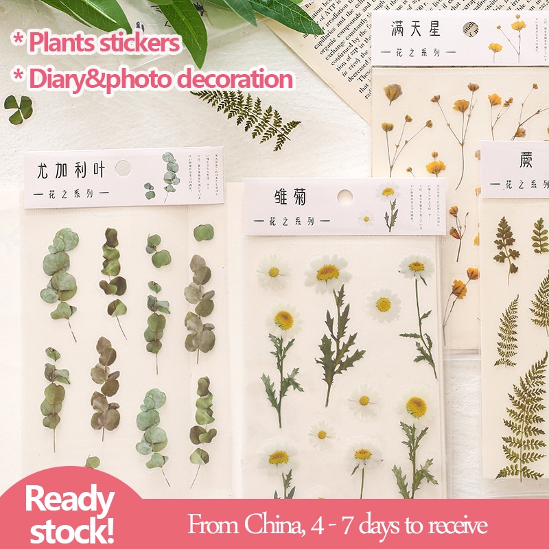 Plants Stickers Adhesive DIY scrapbooking stickers Translucent Diary&Photo Decorative stickers Statonery