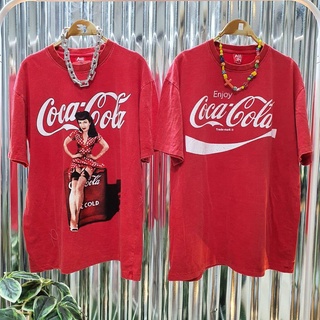 เสื้อยืด งานฟอก วินเทจ ป้าย All In ขนาด Oversize ใส่ได้ทั้งผู้หญิงและผู้ชาย Coke สีแดง เสื้อยืดคอกลมผ้าฝ้าย