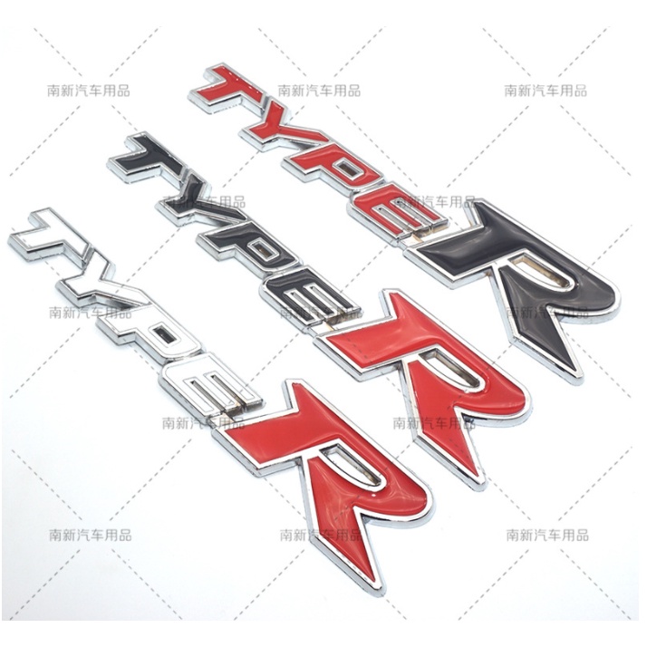 โลโก้ งานโลหะ ไทร์ปอาร์ ดำแดง ฮอนด้า TYPE R Honda Car Emblem Logo for rear city jazz civic