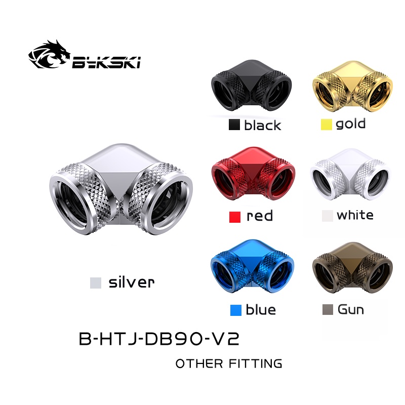 Bykski ข้อต่อท่อแข็ง ทองแดง 90 องศา เส้นผ่าศูนย์กลาง 14 มม. B-HTJ-DB90-V2 สําหรับท่อแข็ง Od14 มม.