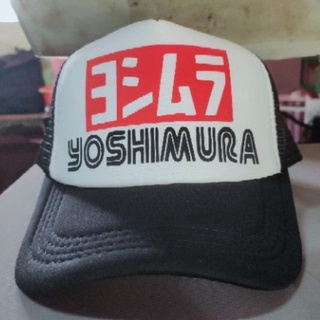 Yoshimura หมวกตาข่ายหมวกสีดําและสีขาวแฟชั่น Unisex