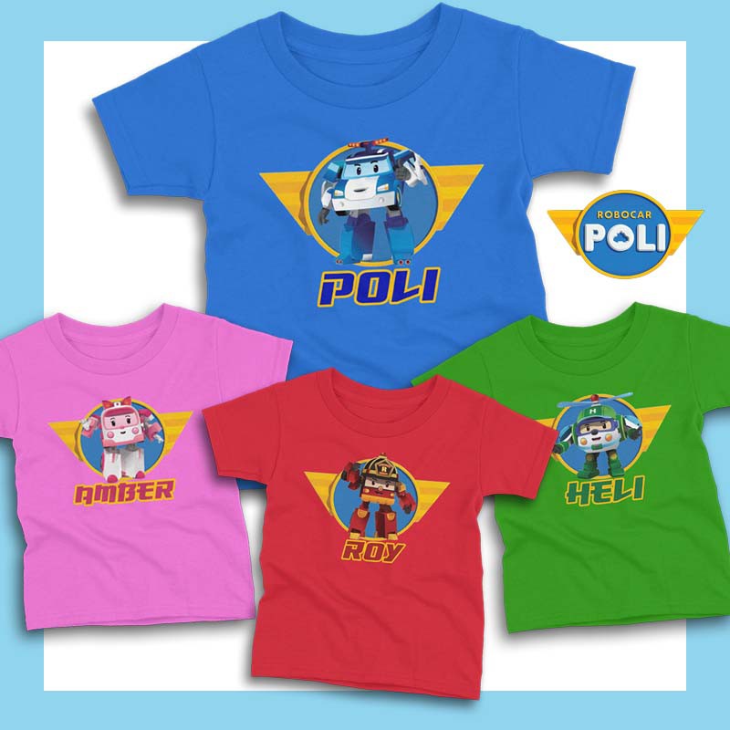เสื้อเด็ก การ์ตูนโรโบคาร์ โพลี่ ผ้า cotton 100% robocar poli กลุ่ม Y