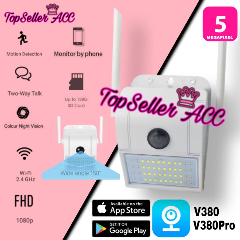 IP CAM SOLAR PANEL กล้องวงจรปิด WALL LAMP V380Pro SMART CAMERA 5MP 1080P V380