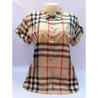 superbrandnameเสื้ออshirtBurberry แขนสั้นผู้หญิงทรงSlim Fit