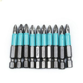 BITS 1 / 4 " Hex Shank Ph2 ดอกสว่านไขควงแม่เหล็กกันลื่น 10 ชิ้น