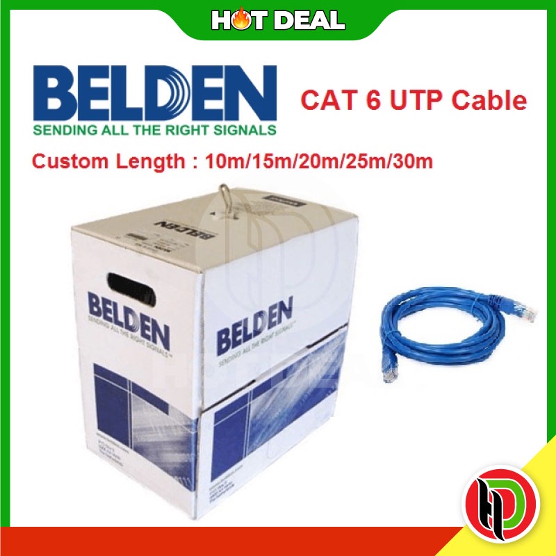 Hotdeal Custom Made Belden CAT6 Patch Cord - 10m / 15m / 20m / 25m / 30m Belden Cat6 Lan Cable - Bel