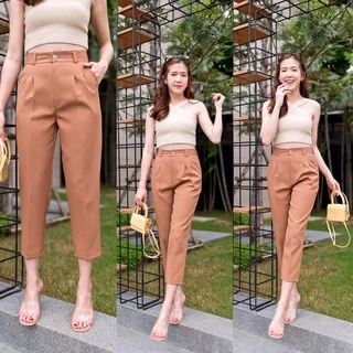🍒ไอด้า7ส่วน🍒กางเกงเอวสูง7ส่วนขากระบอก/ผ้าไอด้า/ซิปหน้าไซส์S-2Xl