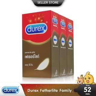 Durex Fetherlite ถุงยางอนามัย บางพิเศษ ผิวเรียบ ขนาด 52.5 มม. บรรจุ 3 กล่อง (36 ชิ้น)