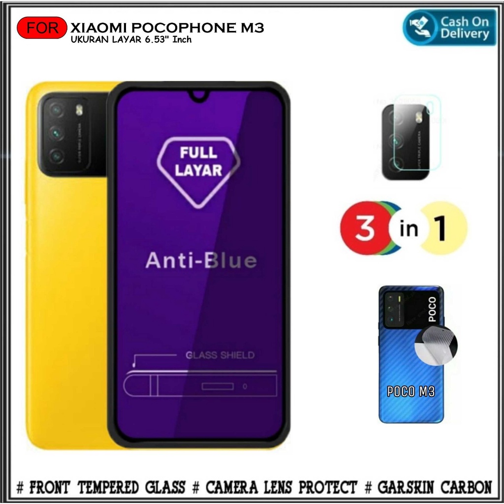 ใน AlvaCaseAcc 3in1 กระจกนิรภัย Poco M3 M3 Pro X3 X3 NFC X3 Pro 10D Blue Light ฟรี Anti-Scratch กล้อ