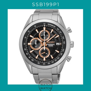 นาฬิกาข้อมือผู้ชาย Seiko Chronograph Quartz Tachymeter SSB199P1 SSB199P SSB199 Mens Watch