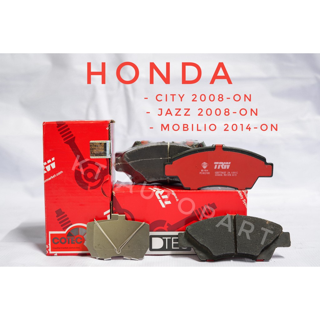 ผ้าเบรคหน้า Honda City,Jazz ปี08-ON ,Mobilio ปี14-On ยี่ห้อ TRW รุ่น DTEC