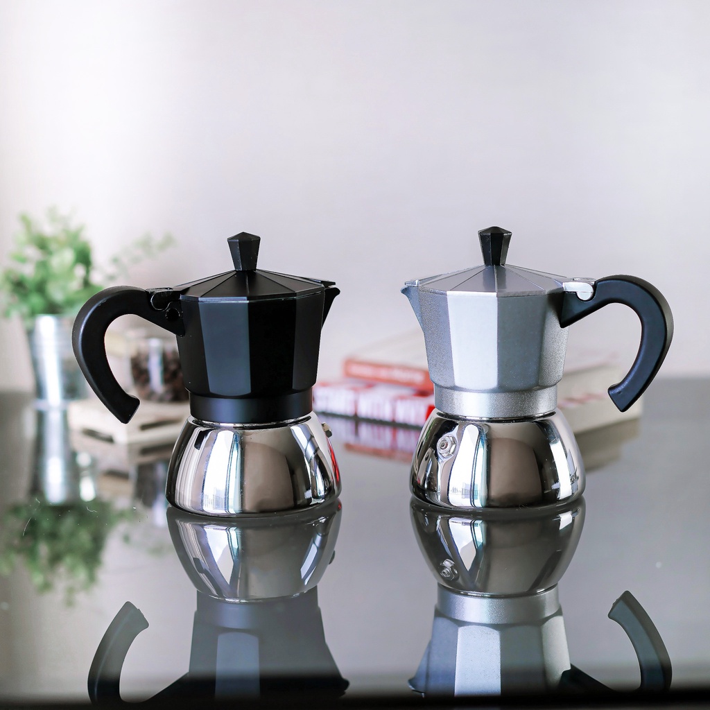 (4cup) เครื่องชงกาแฟ  กาต้มกาแฟ มอคค่าพอท ฐานสแตนเลส Stainless Moka Pot Espresso