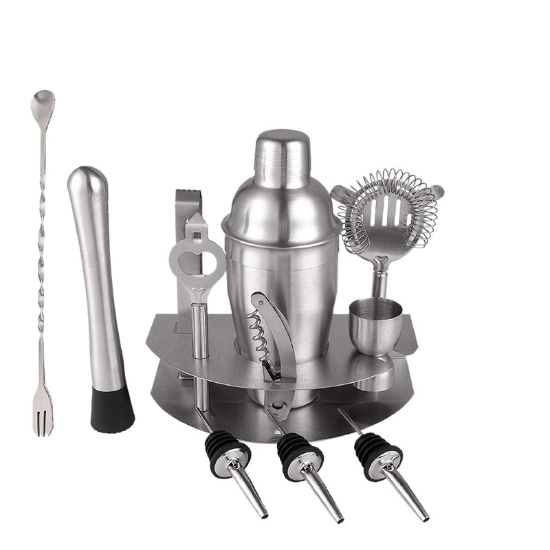 Home Cocktail Bar Set Brushed Stainless Steel 12 Piece Professional Bar ...