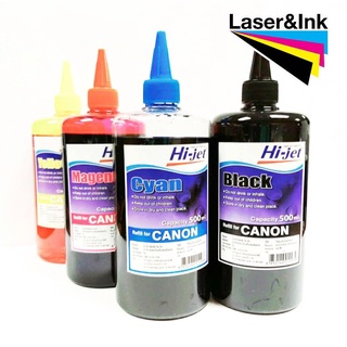 HIJET refill ink CANON 500CC.สีดำ/สีฟ้า/สีชมพู/สีแดง