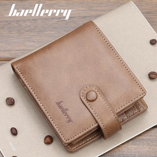 Baellerry พร้อมส่ง กระเป๋าสตางค์หนัง ใส่บัตร เหรียญ พับได้ สําหรับผู้ชาย