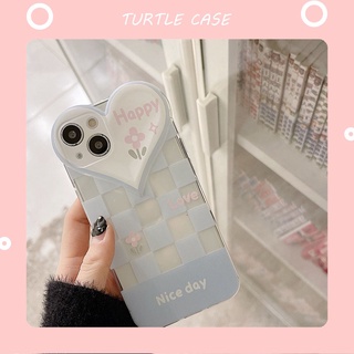 [พร้อมส่ง] เคสโทรศัพท์มือถือแบบใส ลายดอกไม้ ตารางสีฟ้า สําหรับ iPhone 14 13 12 11 PROMAX XS XR XSMAX SE2020 6 7 8PLUS MINI