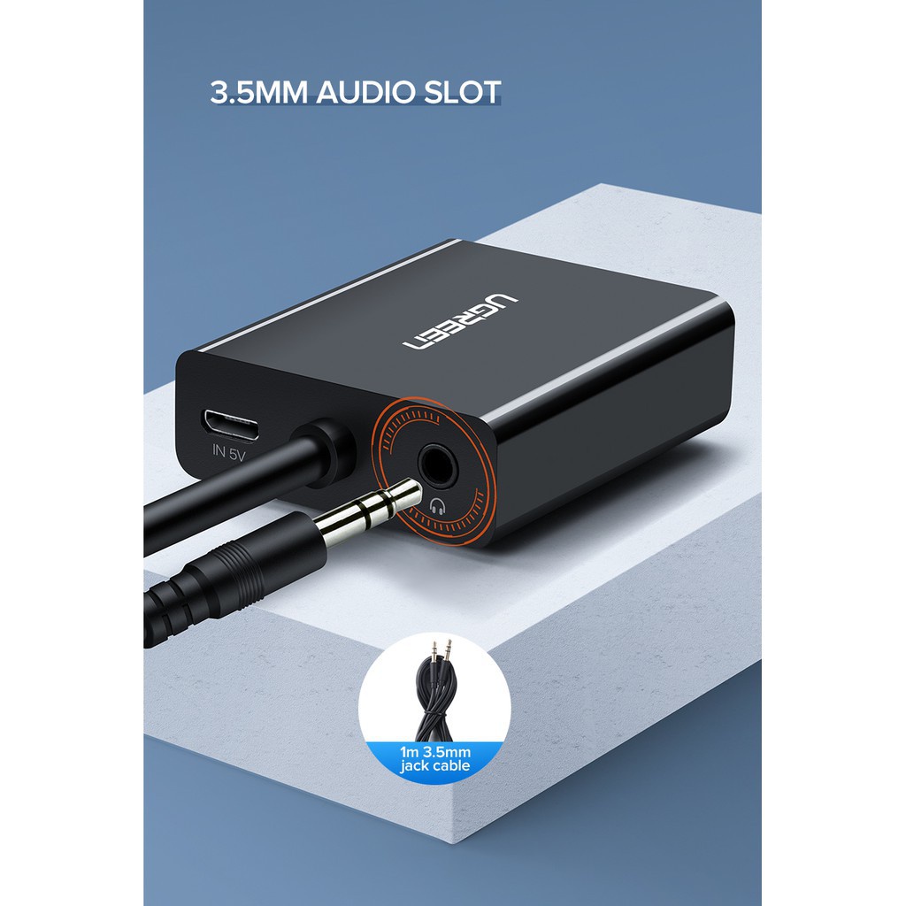 UGREEN 50945 สาย VGA to HDMI มีช่องเสียบเสียง AUX 3.5 มม. ใช้งานกับ com,โน้ตบุ้ค. - รูปที่ 2