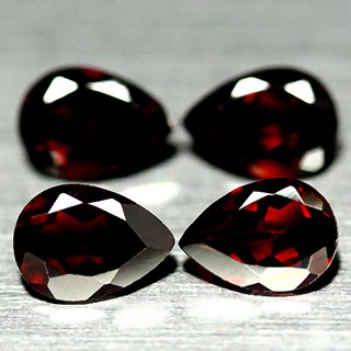 พลอยโกเมนแดง (Garnet) 3.23 กะรัต 4 ชิ้นหยดน้ำ (15909)