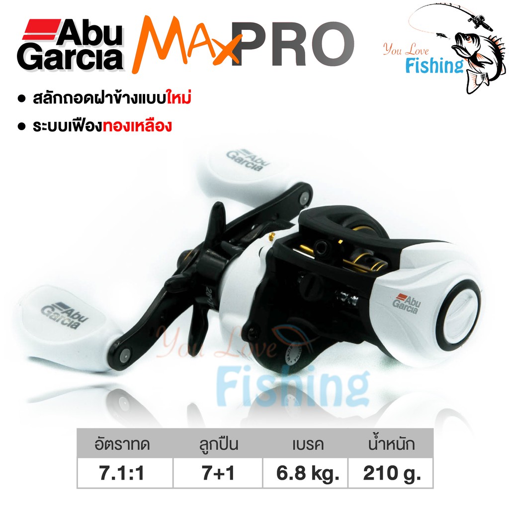 รอกหยดน้ำ Abu Garcia รุ่น Max Pro (อาบู แม็กโปร) รอบ 7 ลิมิเต็ดสุด ๆ สีขาวมุก มีทั้งหมุนซ้ายและหมุนข