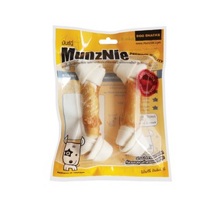 MunzNie White Knotted Bone 6" Wrapped with Chicken Breast (2 pcs.)