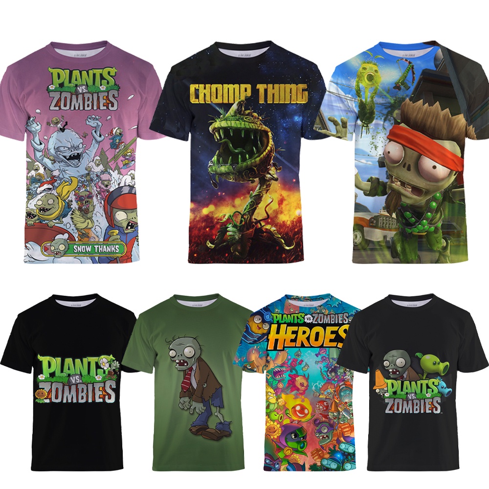 Plants Vs Zombies PVZ Kids Tshirt Casual Short Sleeve Boy Tops 5-14years old
