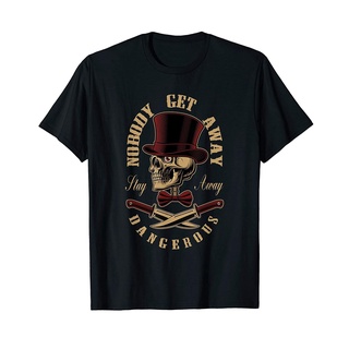 เสื้อยืดครอปเสื้อยืด พิมพ์ลายการ์ตูนหัวกะโหลก Steampunk Nobody Get Away คุณภาพสูง แฟชั่นสําหรับผู้ชายS-5XL