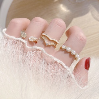 【Ready Stock】แหวนมุกเทียม CZ ประดับมุกสไตล์เกาหลี