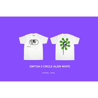 เสื้อยืดแขนสั้น  🎴 QWT124-2 CIRCLE WHITE ชุดลำลอง