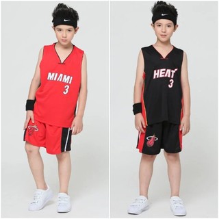 ชุดเด็กน่ารัก ชุดบาสเด็ก ชุดกีฬาเด็ก เสื้อกล้าม miami / Heat พร้อมกางเกง