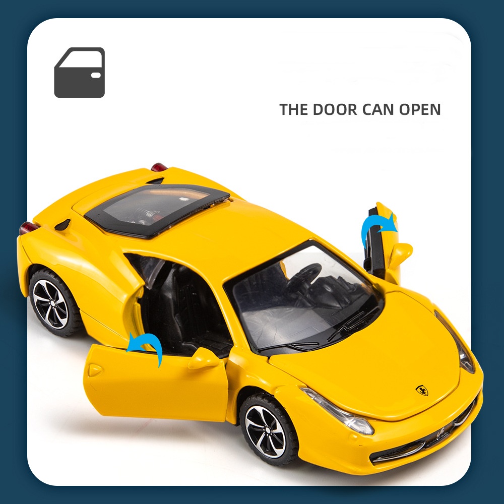 โมเดลรถเหล็ก Ferrari 458 ITALIA โมเดลรถ เฟอร์รารี่ 458 อิตาเลีย สเกล1/32 เปิดปิดประตู-ฝากระโปรงหน้า-ท้ายได้ มีไฟมีเสียง