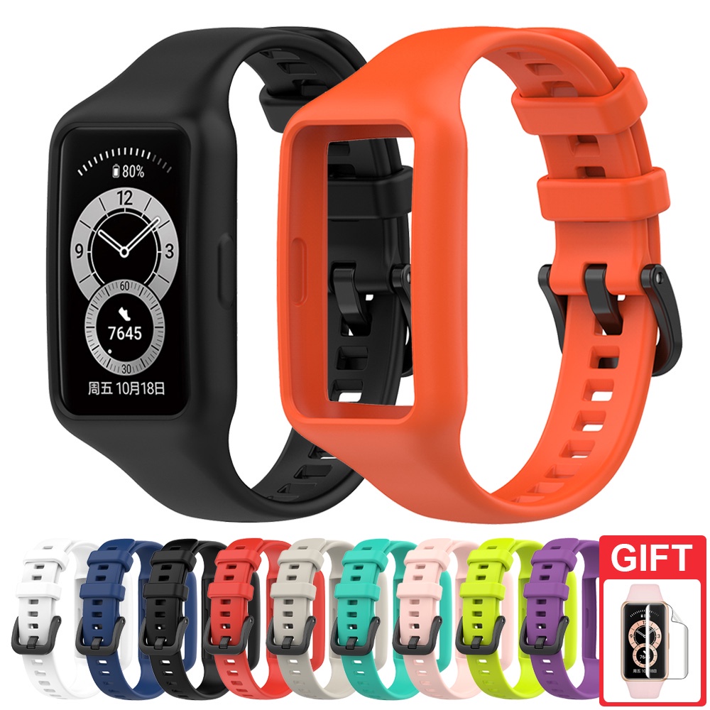 สายนาฬิกาข้อมือซิลิโคน พร้อมสายรัดข้อมือ สําหรับ Huawei Band 6 / Huawei Band 7 / Honor Band 6 – โปรปัง