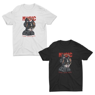 AIDEER Dog Collection เสื้อสกรีนลายหมา มีทั้งสีขาวและสีดำ MUSIC MAKE SOME NOISESize S-5XL