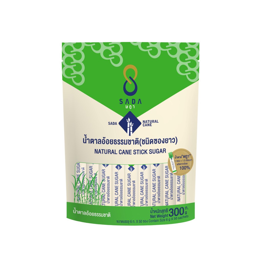 ร้านไทย  ส่งฟรี ษฎา น้ำตาลชนิดซองยาว 6กรัม 50ซอง อ้อยธรรมชาติ เก็บเงินปลายทาง