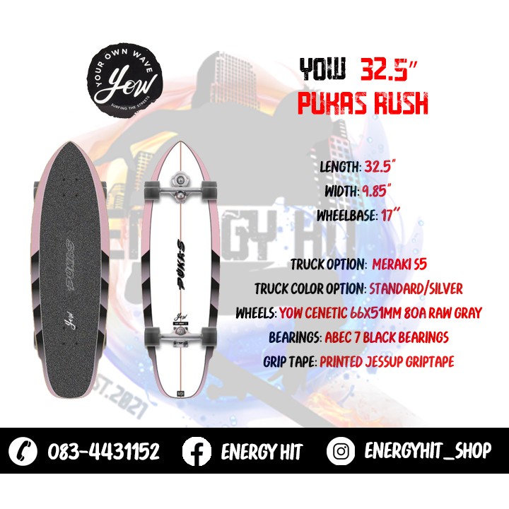 🔥 พร้อมส่ง 🔥 Yow | Surfskate | 🔱 32.5" Yow X Pukas Rush | Meraki S5