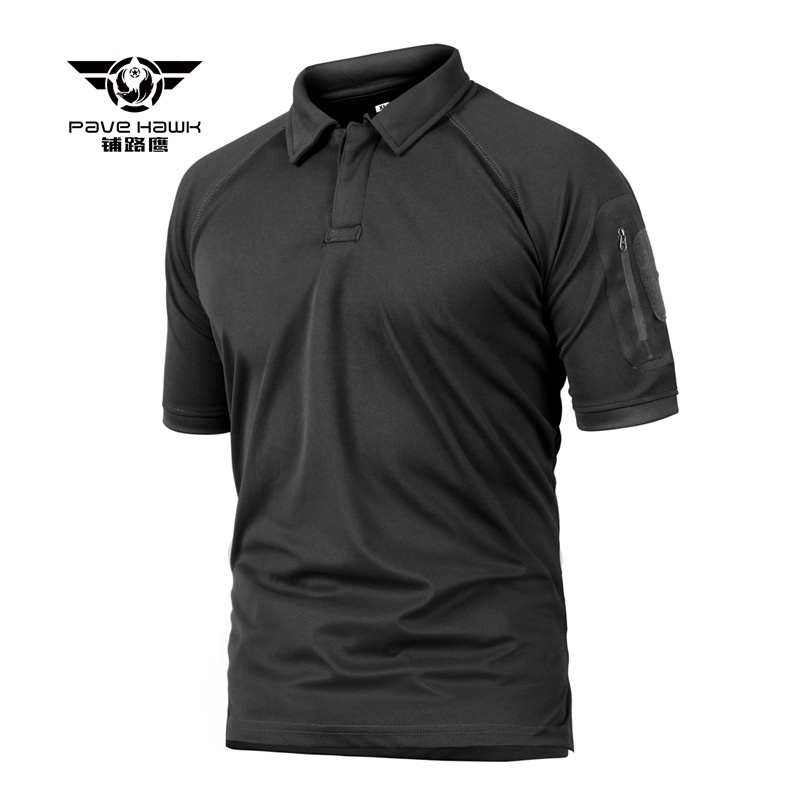 【S-5XL】Pavehawk กลางแจ้งยุทธวิธีพรางความเร็วแห้งสลิมขี่ปีนเขาเดินทางปกแขนสั้นเสื้อยืด PLY28