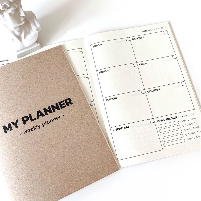 สมุดแพลนเนอร์รายสัปดาห์ Weekly Planner ขนาด A5 แถมสติ๊กเกอร์สุ่มลายฟรีทุกเล่ม