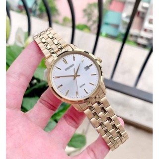 (ผ่อน0%) นาฬิกาชาย SEIKO SUR264P1 Neo Classic Silver Dial Gold Tone Stainless Steel Men Watch สแตนเลสสีทอง หน้าปัด41 มม.