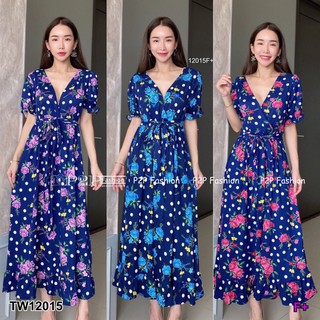 SS12015 Maxi Dress เดรสยาวแขนตุ๊กตาลายดอก