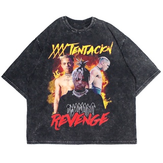 เสื้อยืดพิมพ์ลายแฟชั่นXxtentacion เสื้อยืด พิมพ์ลายแร็ป VINTAGE REVENGE WASHING