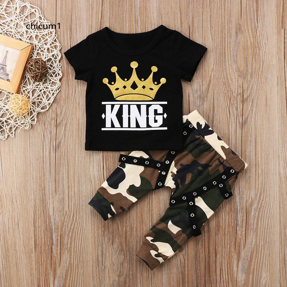 Chi Newborn Kids Baby Boys King Crown Print T Shirt Top Camo Pants Summer Outfit Set Shopee Thailand - โคด cbcoin30 ลด 30 เสอยดผาฝาย กางเกงสำหรบเดก roblox boys sets