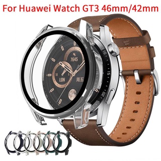 เคสโทรศัพท์มือถือ PC TPU นิ่ม รอบด้าน พร้อมกระจกนิรภัย สําหรับ Huawei Watch GT3 GT2 Pro 42 46 มม. GT2E Watch3 Pro 46 48 มม. Honor Magic2 46 มม.