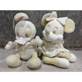 เซทคู่ ตุ๊กตางานสะสม Tokyo Disneyland White baby Donald Duck and mickey Plush Doll .