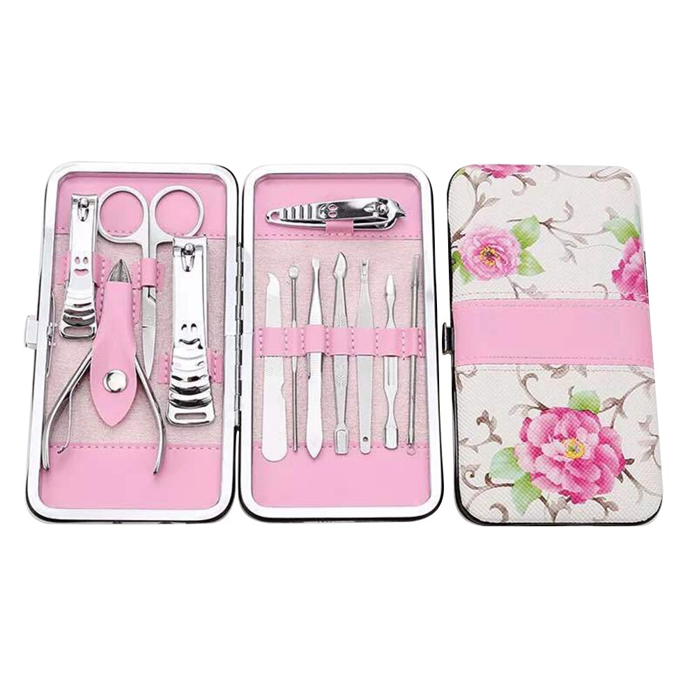 12pcs Manicure Set Tweezer Pedicure Scissor Cuticle Knife Ear Pick Nail Clipper Kit Stainless