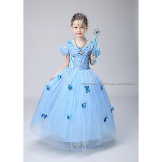 (ส่งฟรี/พร้อมส่ง) ชุดราตรีเด็ก Dress ซินเดอเรล่า รุ่นผีเสื้อ