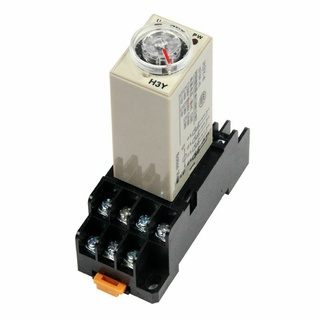 H3Y-4 timer ลูกบิดหมุน1S/5s/10S/30S/60S/3M/5M/10M/30M Timer รีเลย์ AC 110V 220V 380V 14 Pinไม่รวม ฐาน PYF14A