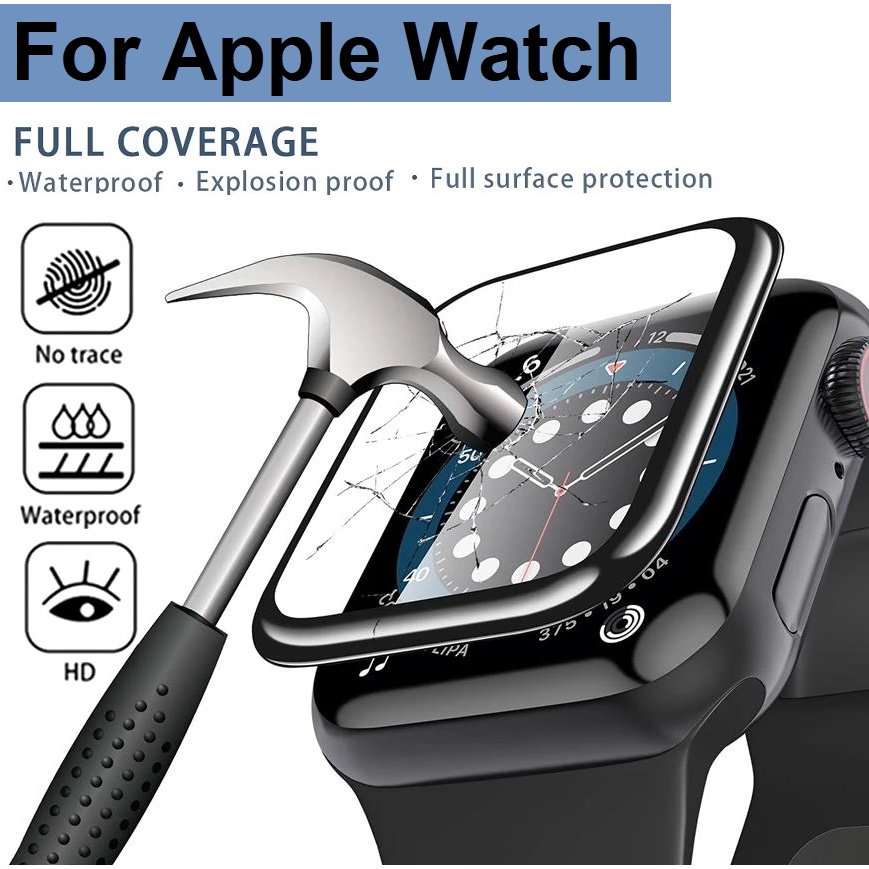 ฟิล์มกันรอยหน้าจอ 3D กันน้ํา สําหรับ Apple Watch Series 9 8 7 6 SE 5 4 3 2 1 ขนาด 49 มม. 41 มม. 45 มม. 40 มม. 44 มม. 38 มม. 42 มม.