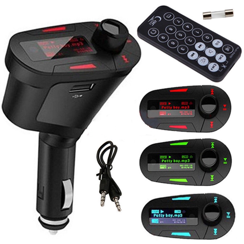 เครื่องส่งสัญญาณ FM Modulator Car เครื่องเล่น Mp3 USB / WMA / SD พร้อมรีโมทและสายสัญญาณเสียง