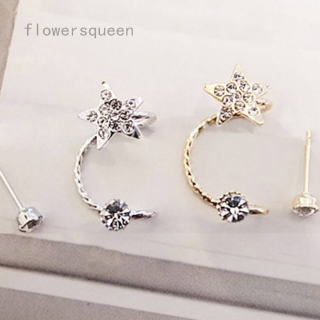 flowersqueen Women Sweet Flash imitation Stars Unique Ear Clip Ear Bone Screws Jewelry Accessories Earrings